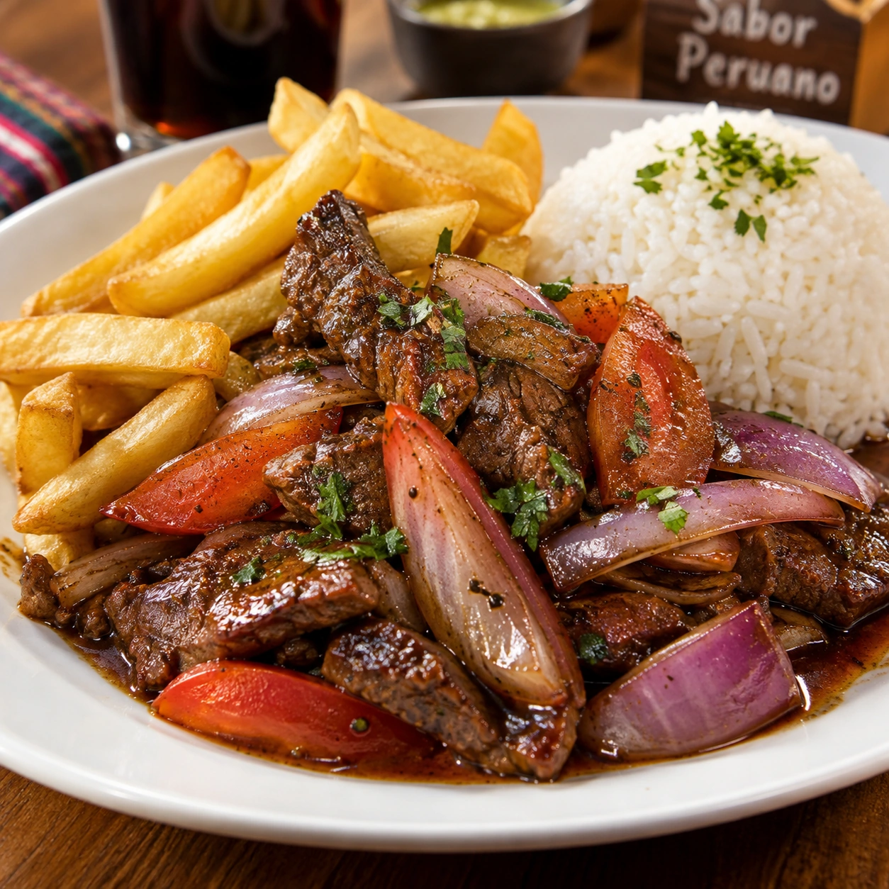 Lomo saltado con arroz